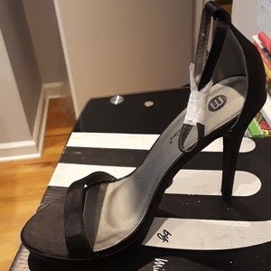 Satin high heel strap sandals